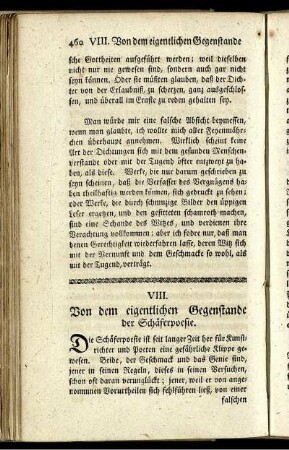 VIII. Von dem eigentlichen Gegenstande der Schäferpoesie.