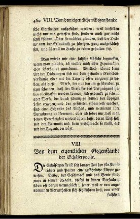 VIII. Von dem eigentlichen Gegenstande der Schäferpoesie.