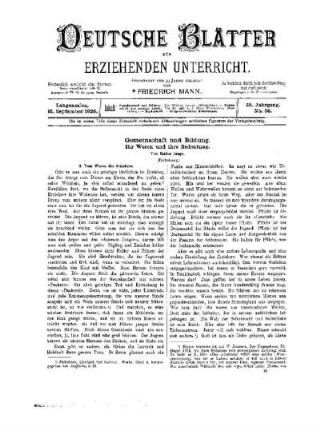 Gemeinschaft und Bildung : ihr Wesen und ihre Bedeutung ; (Fortsetzung)