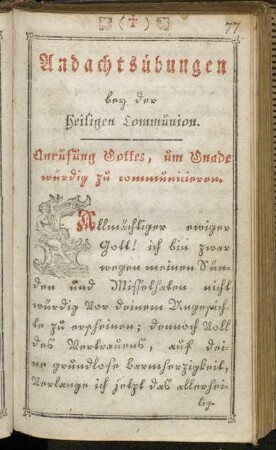 Andachtsübungen bey der heiligen Communion.