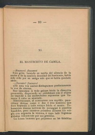 XI. El Manuscrito de Camila.