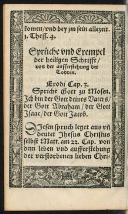 Sprüche und Exempel der heiligen Schrifft/ von der aufferstehung der Todten.