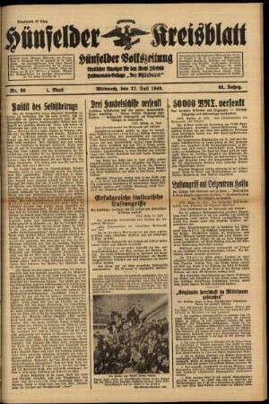 Erste Ausgabe vom Mittwoch, den 17. Juli 1940.