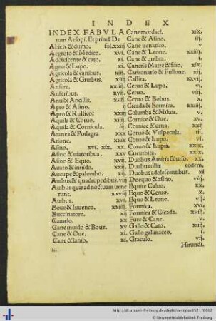 Index Fabularum Aesopi