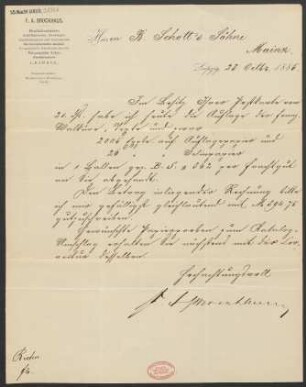 Brief an B. Schott's Söhne : 23.10.1885