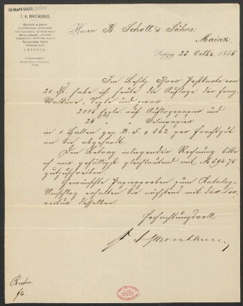 Brief an B. Schott's Söhne : 23.10.1885