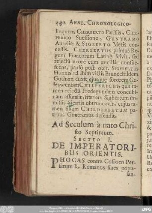 Sectio I. De Imperatoribus Orientis.