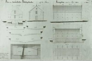 Plan eines bombenfesten Schatzgebäudes auf der Festung Königstein, Grundrisse, Aufrisse und Schnitte : Königstein, Festung