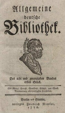Des acht und zwanzigsten Bandes erstes Stück.
