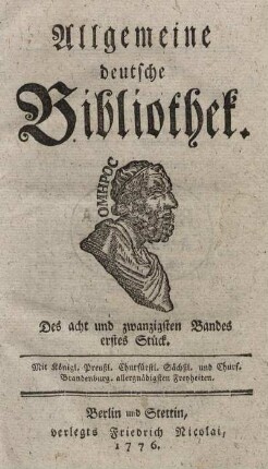 Des acht und zwanzigsten Bandes erstes Stück.