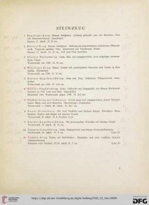 Steinzeug (Nr. 1-11)