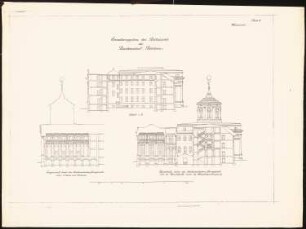 Erweiterung des Alten Rathauses, Potsdam: Schnitt CD, Längsschnitt durch den Stadtverordnetensitzungssaal, Schnitt GH
