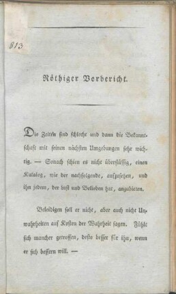 Nöthiger Vorbericht.