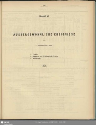 Abschnitt VI. Aussergewöhnliche Ereignisse beim Eisenbahnbetriebe