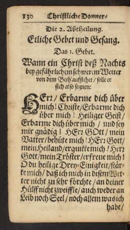 Die 2. Abtheilung. Etliche Gebet und Gesang.
