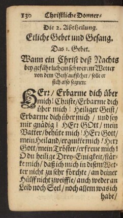 Die 2. Abtheilung. Etliche Gebet und Gesang.