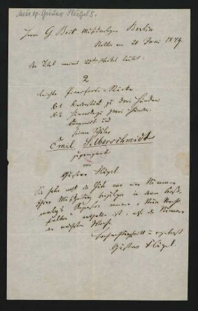 Brief an Gustav Bock : 21.06.1849