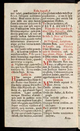 518-551, Die I. Augusti.-Die XI. Augusti.