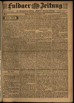 Erste Ausgabe vom Samstag, den 25. Februar 1899.