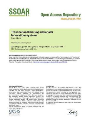 Transnationalisierung nationaler Innovationssysteme
