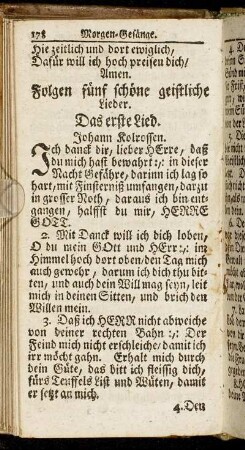 Folgen fünf schöne geistliche Lieder.