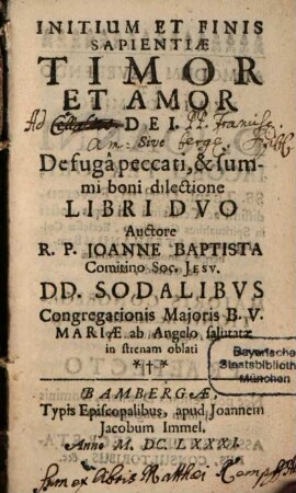 Initium Sapientiae Timor ... Dei