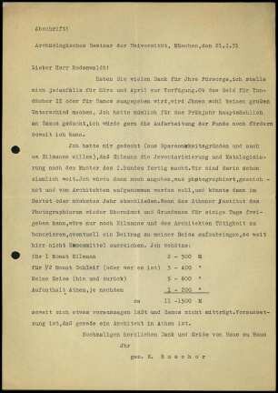E. Buschor an G. Rodenwaldt