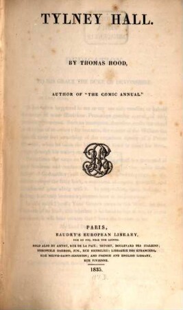 [Poetical works], 1. Tylney Hall. - 1835