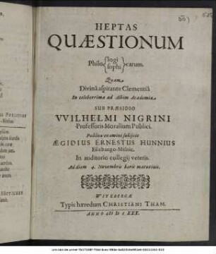 Heptas Quaestionum Philologicarum Philosophicarum