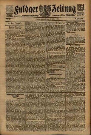 Erste Ausgabe vom Samstag, den 28. März 1908.