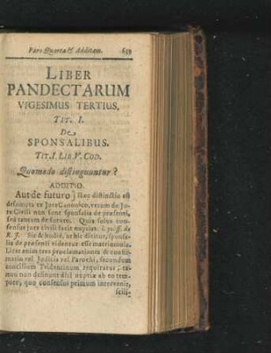 Liber Pandectarum Vigesimus Tertius.