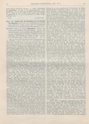 141-144 [Rezension] Hoss, Karl, Studien über das Schrifttum und die Theologie des Athanasius