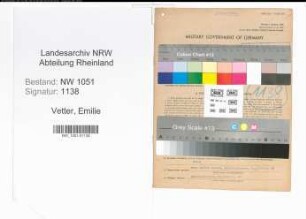 Entnazifizierung Emilie Vetter , geb. 15.11.1887 ()