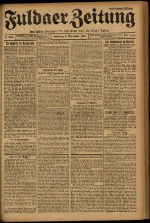 Erste Ausgabe vom Sonntag, den 09. Dezember 1923.
