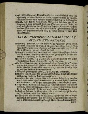 Libri Historici, Philosophici Et Artivm Hvmaniorvm.