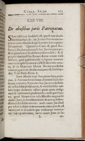 Cap. VIII. De abusibus juris Patronatus.