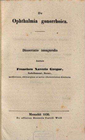 De ophthalmia gonorrhoica : Dissertatio inauguralis
