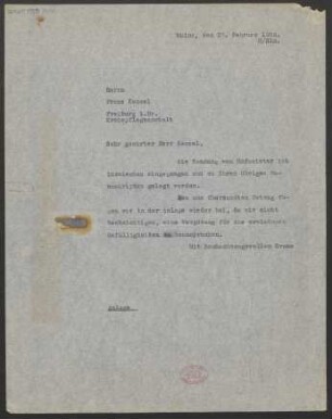 Brief an Franz Kessel : 23.02.1928