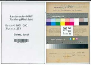 Entnazifizierung Josef Blome , geb. 05.03.1893 (Sattler)