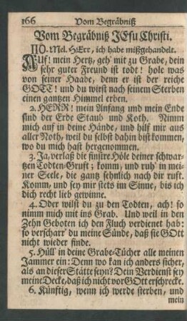 Vom Begräbniß Jesu Christi