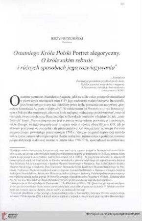 Ostatniego Króla Polski Portret alegoryczny. O królewskim rebusie i różnych sposobach jego rozwiązywania