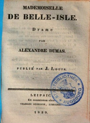 Mademoiselle De Belle-Isle : Drame