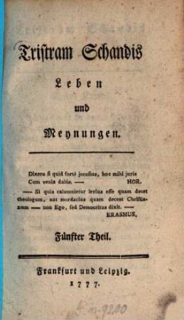 Tristram Schandis Leben und Meynungen, 5