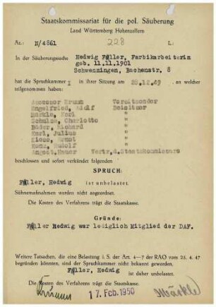 Faller, Hedwig