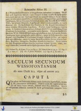 Saeculum secundum.