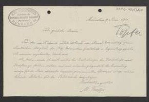 Brief von Adolph Toepffer an Regensburgische Botanische Gesellschaft
