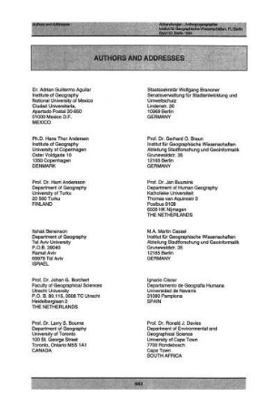 Authors and Adresses
