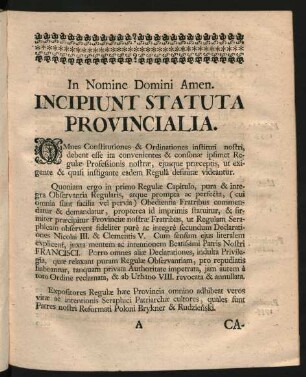 Incipiunt Statuta Provincialia.