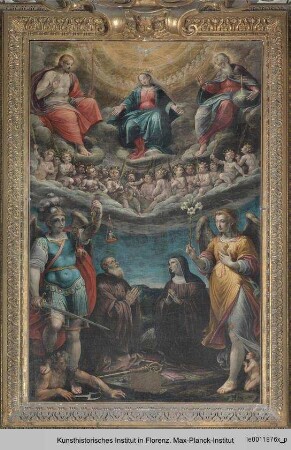 Dreifaltigkeit mit Madonna, zwei Erzengeln und Heiligen