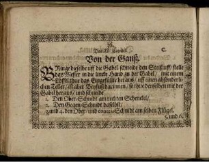 Das XI. Capitel. Von der Ganß / Die Vorlegung